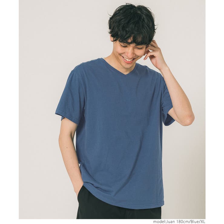 ［Blue］ | コットンレギュラーフィットVネックTシャツ | coca