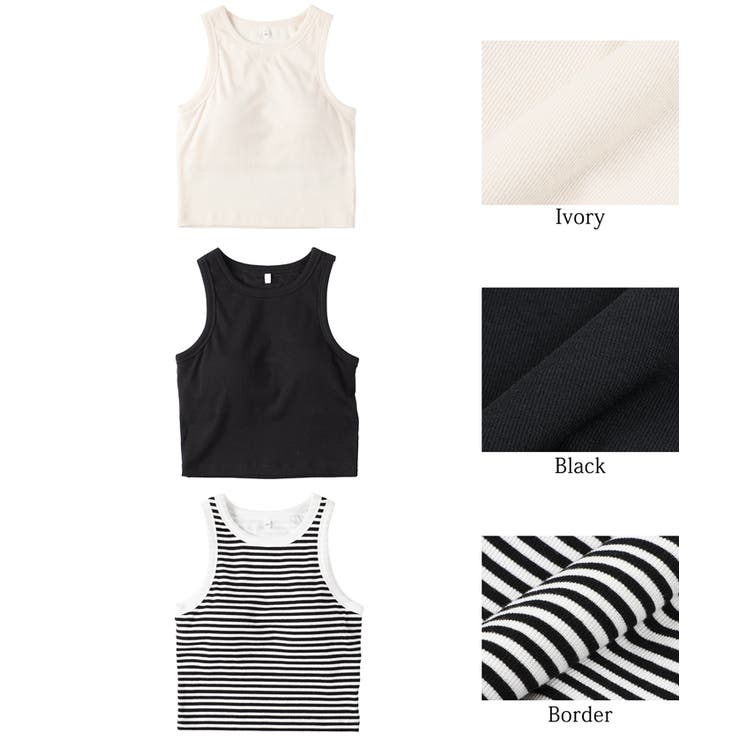OUT BRA カップ付きリブクロップドタンクトップ[品番：PA000014520