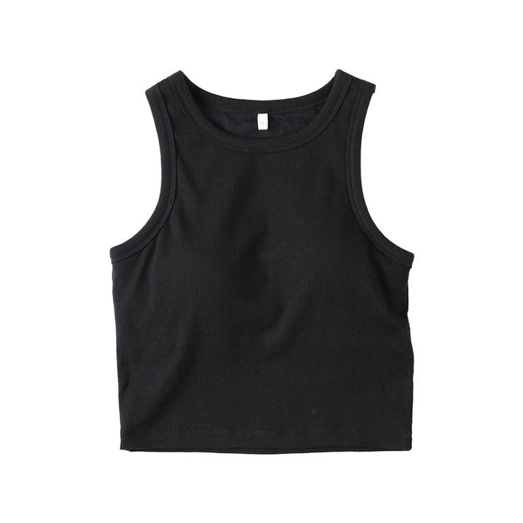OUT BRA カップ付きリブクロップドタンクトップ[品番：PA000014520