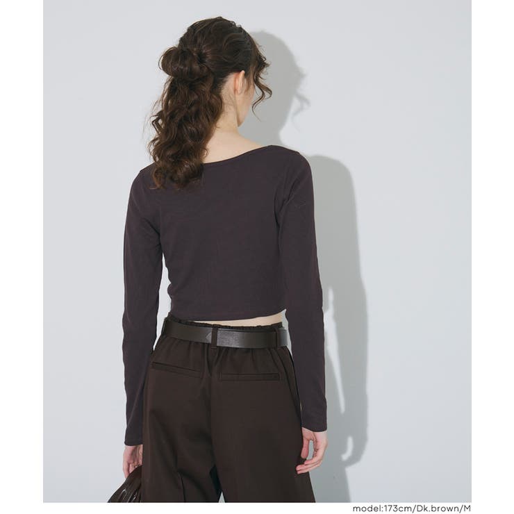 前後2WAY仕様でデコルテを美しく魅せるリブクロップドロンT | coca | 詳細画像11 