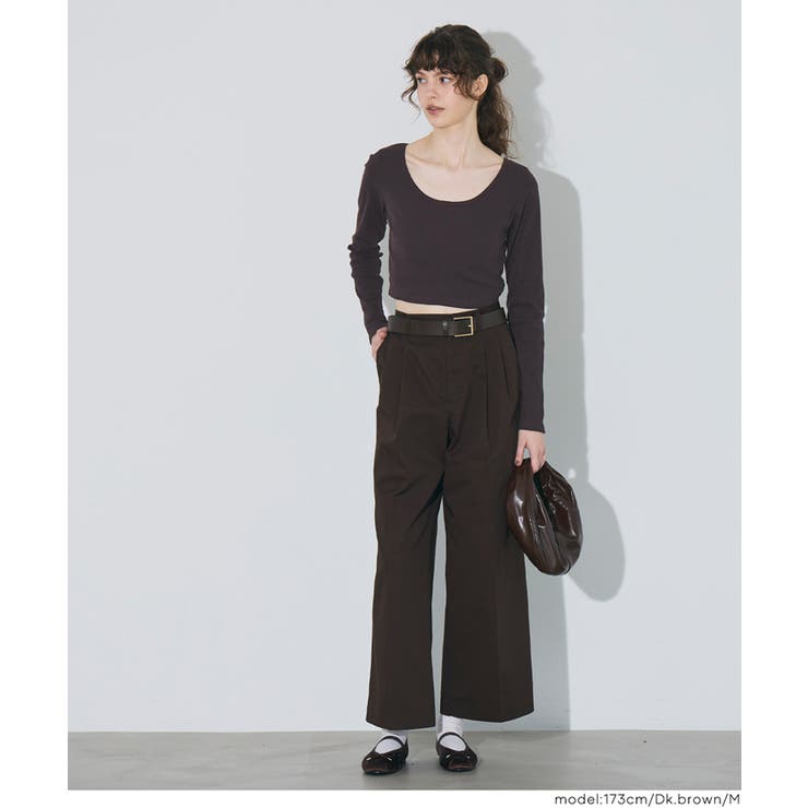 前後2WAY仕様でデコルテを美しく魅せるリブクロップドロンT | coca | 詳細画像12 