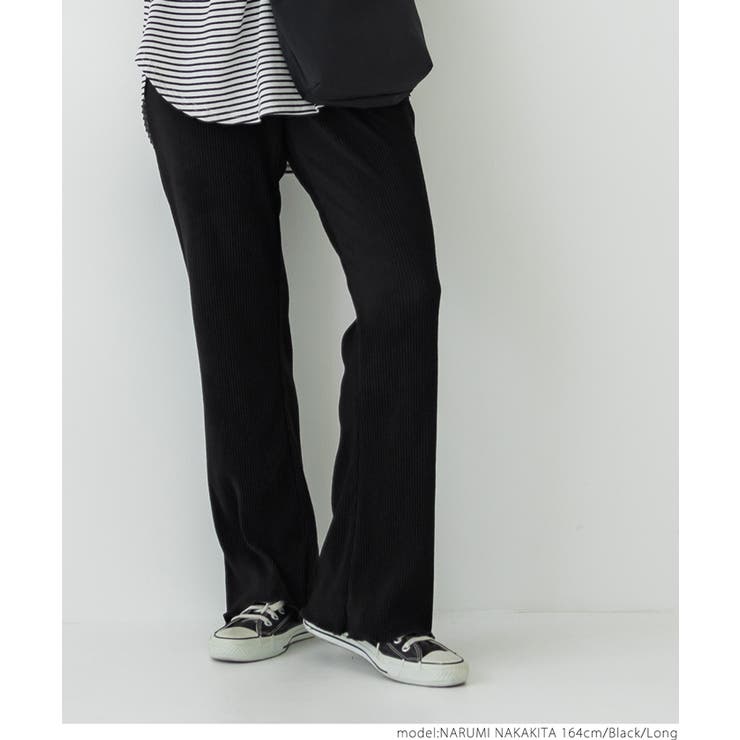 ［Black］ | ピーチスウェードプリーツフレアパンツ | coca
