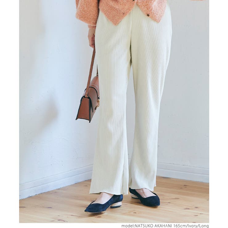 ［Ivory］ | ピーチスウェードプリーツフレアパンツ | coca