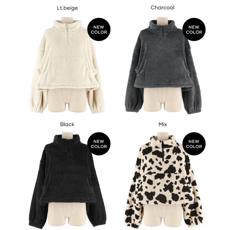 WEB限定でブラック・ミックス柄が新登場！ハーフジップボアブルゾン | coca | 詳細画像20 