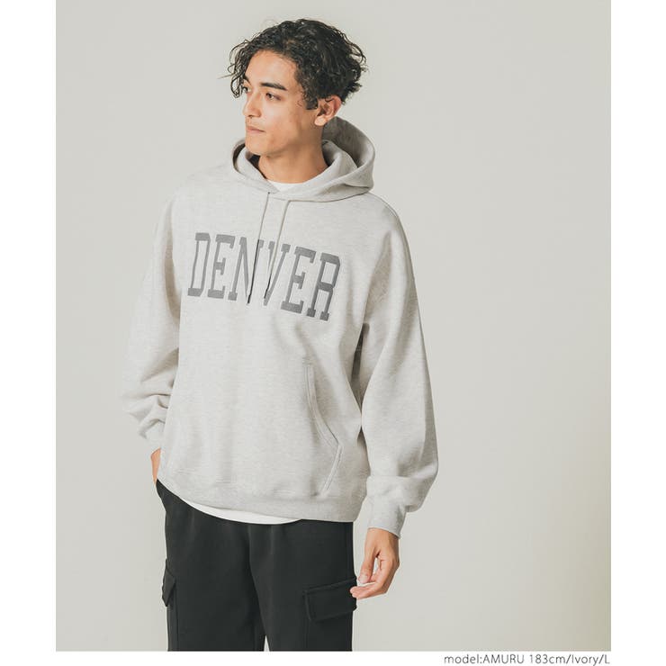 ［Ivory］ | メンズ裏起毛オーバーシルエットワッペンプリントパーカー | coca