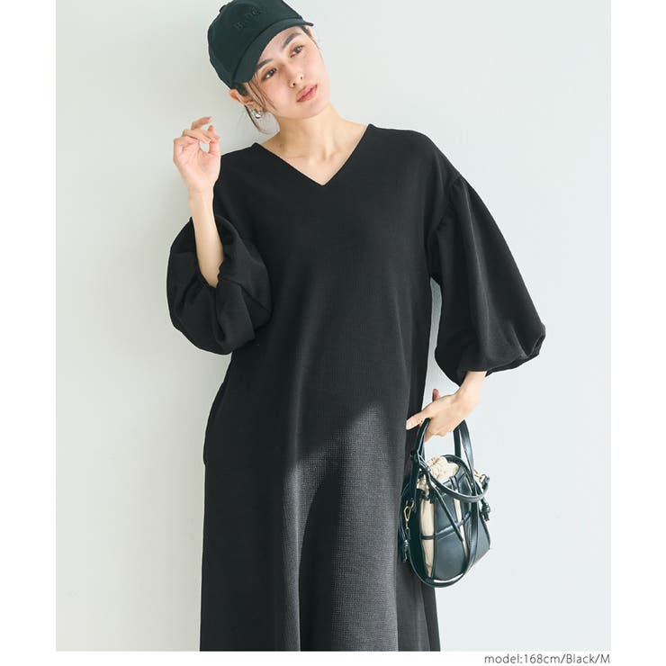 エンボスVネック袖ぽわワンピース | coca | 詳細画像11 