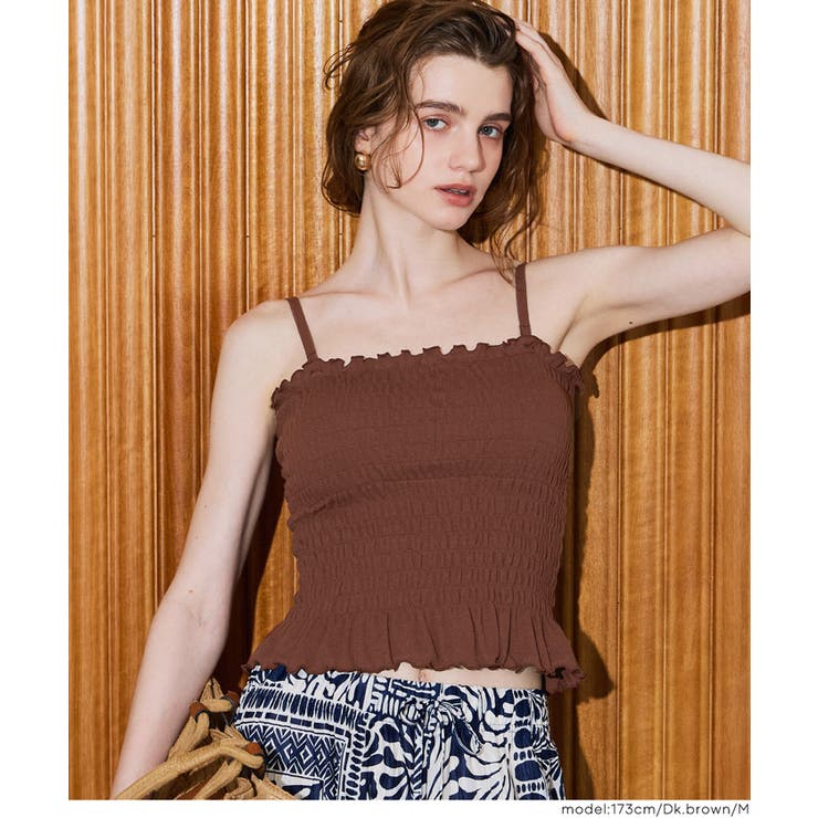 26ssさらに新色登場！／OUT BRA カップ付きシャーリングキャミ[品番