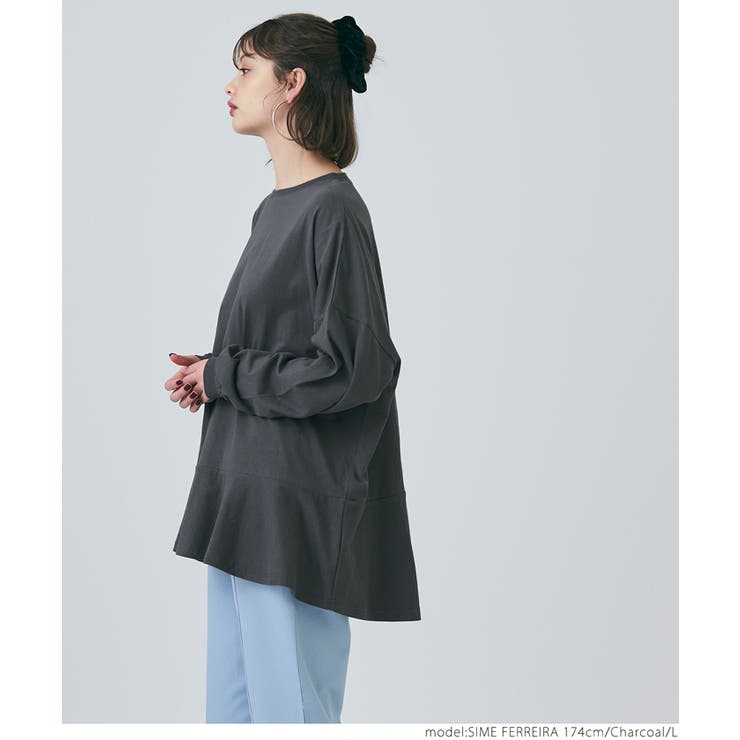 裾フレアチュニックロングTシャツ[品番：PA000015554]｜coca