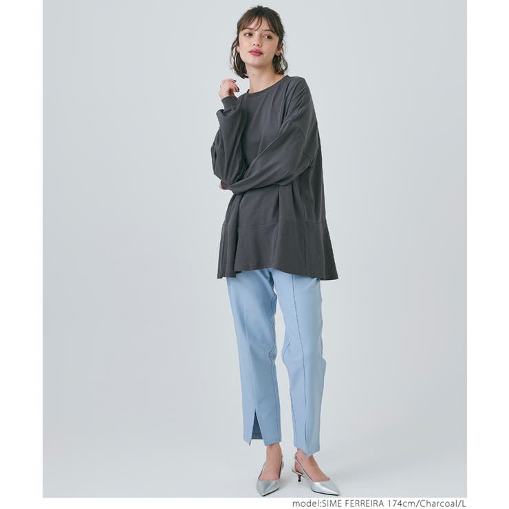 裾フレアチュニックロングTシャツ[品番：PA000015554]｜coca