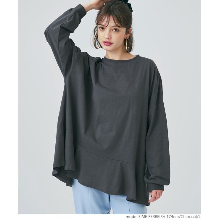 裾フレアチュニックロングTシャツ[品番：PA000015554]｜coca