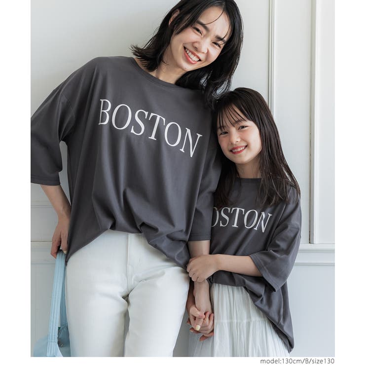 キッズ 親子お揃いビッグシルエットプリントTシャツ[品番：PA000015655 