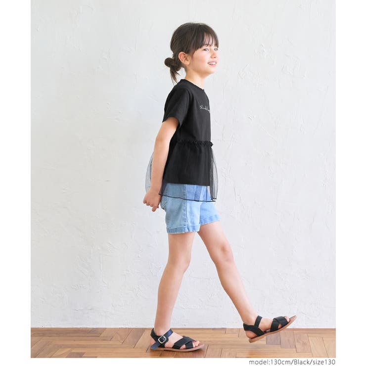 Fickle Bebe チュールスウィッチロングTシャツ　新品未使用　タグ付き chil2 tシャツ ドットチュールビスチェ レイヤード風長袖Tシャツ