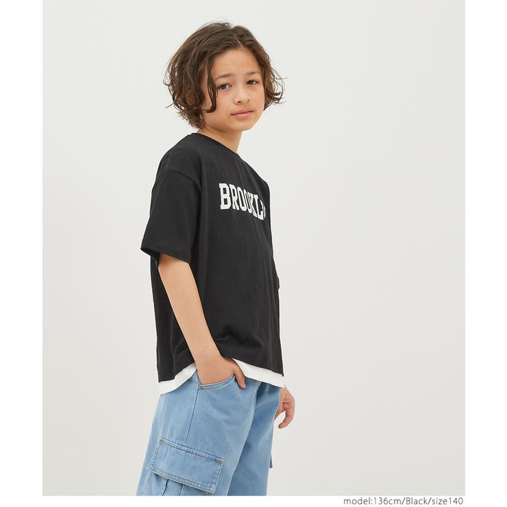 キッズ ボーイズ 天竺裾レイヤードプリント付きTシャツ | coca | 詳細画像12 