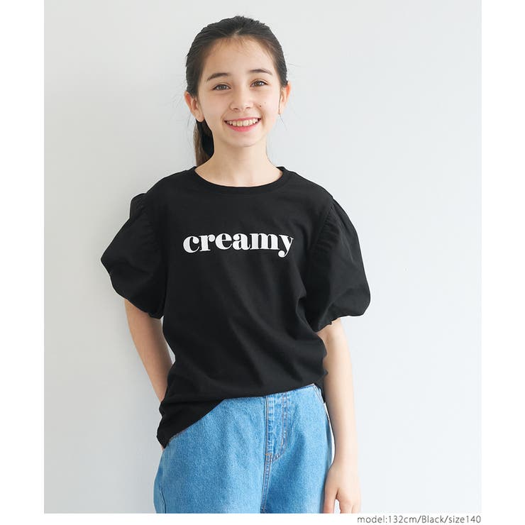 ［Black］ | パフスリーブロゴトップス キッズ | coca