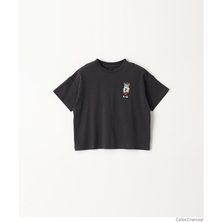 キッズ ボーイズ ベアー刺繍半袖Tシャツ[品番：PA000016021