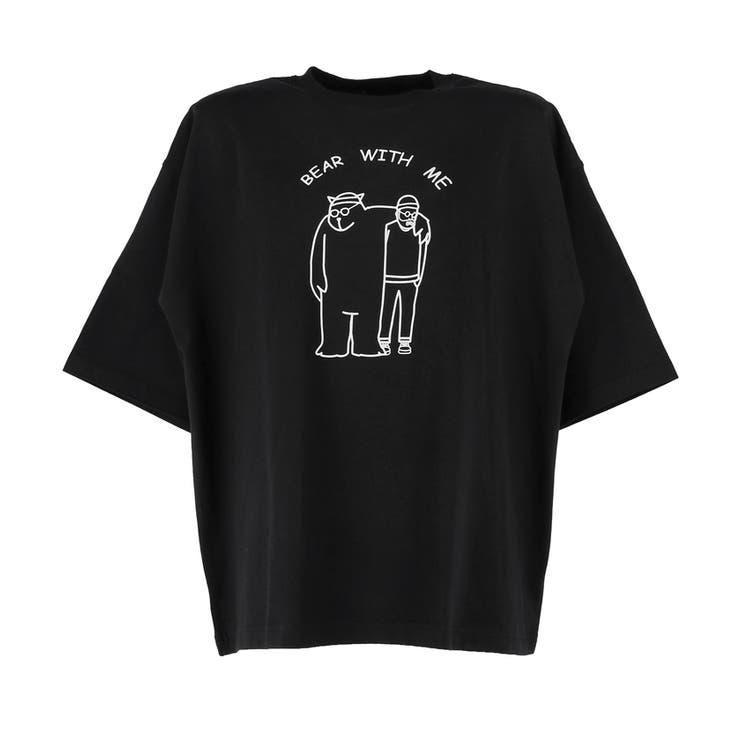 メンズベアイラストプリント半袖Tシャツ | coca | 詳細画像3 