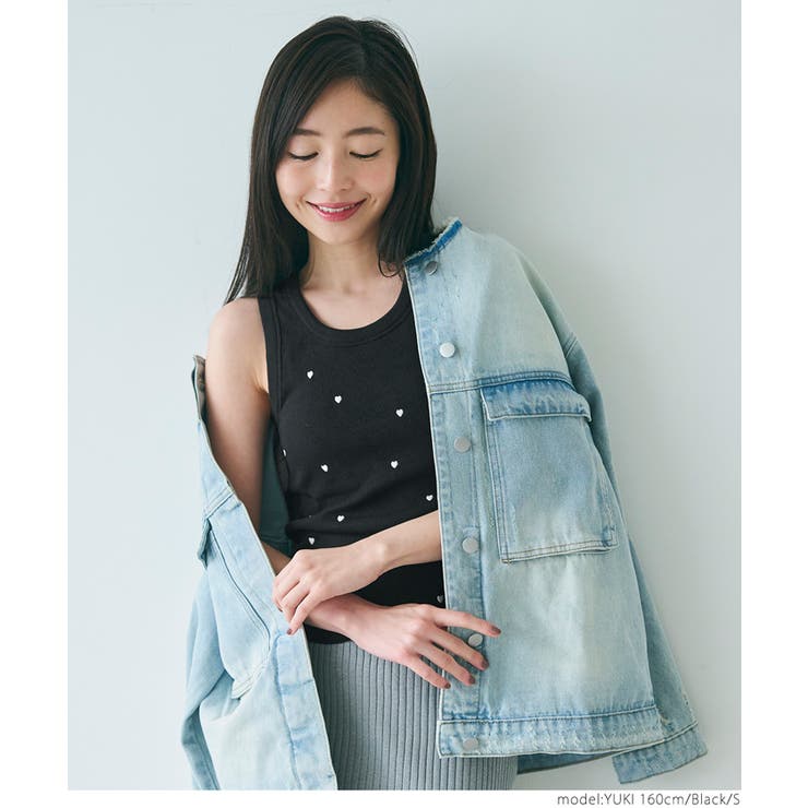 外で着られるブラトップス OUT BRAカップ付ハート刺繍タンクトップ | coca | 詳細画像11