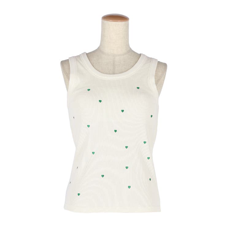 外で着られるブラトップス OUT BRAカップ付ハート刺繍タンクトップ | coca | 詳細画像2