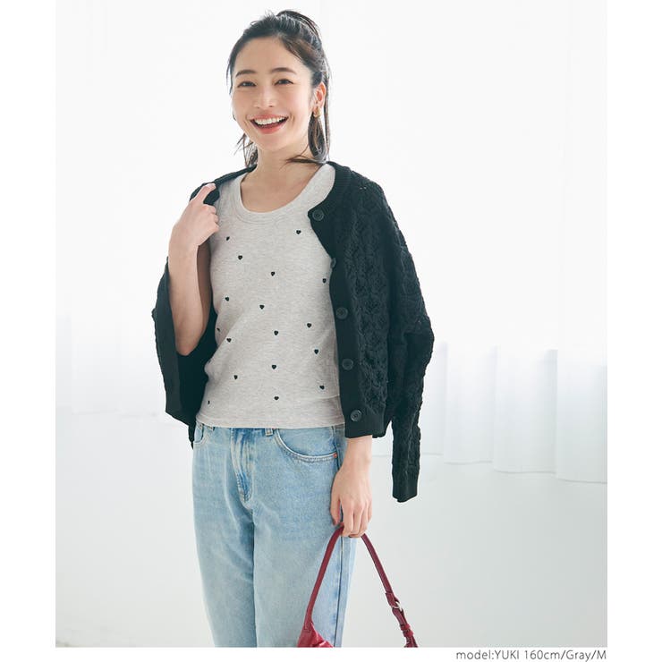 外で着られるブラトップス OUT BRAカップ付ハート刺繍タンクトップ | coca | 詳細画像21