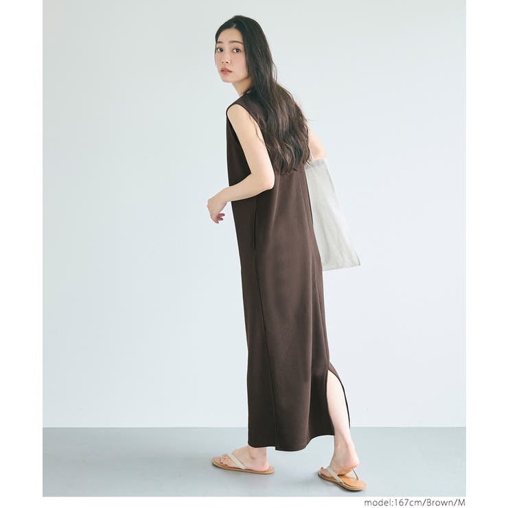 【速乾・イージーケア】エンボスボートネックマキシワンピース | coca | 詳細画像14 