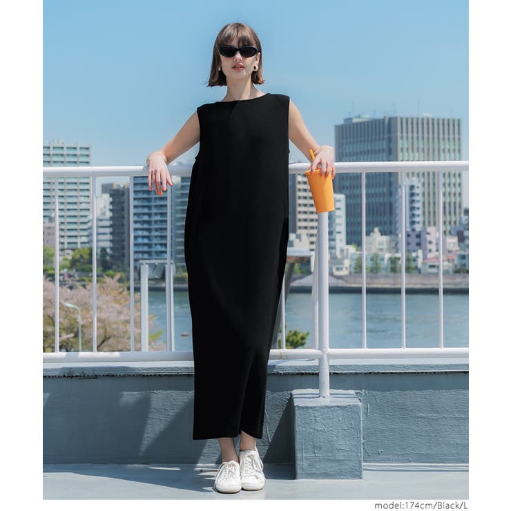【速乾・イージーケア】エンボスボートネックマキシワンピース | coca | 詳細画像19 