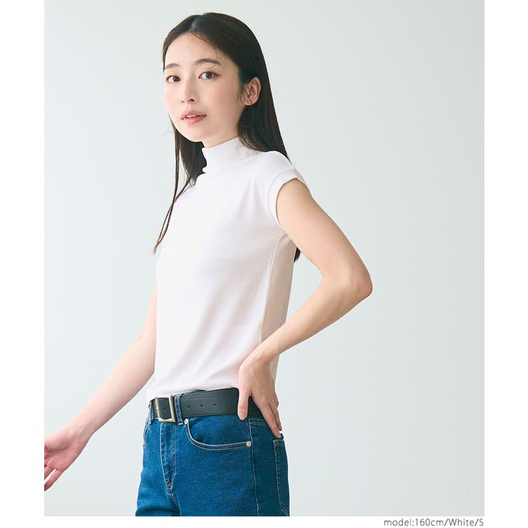 テレコリブハイネックTシャツ レディース[品番：PA000017264