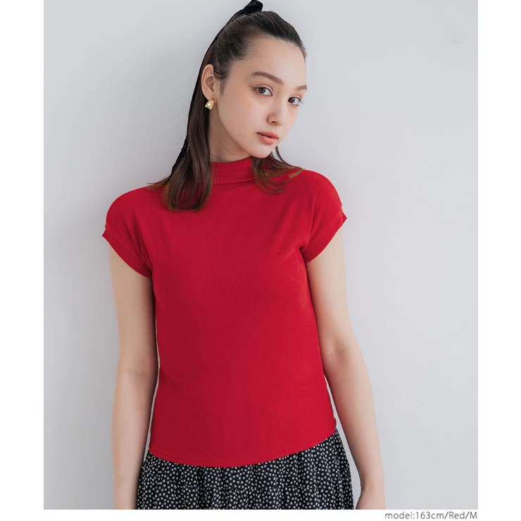 ［Red］ | テレコリブハイネックTシャツ レディース | coca