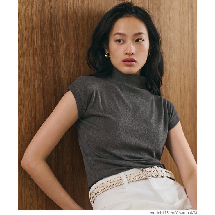 テレコリブハイネックTシャツ レディース | coca | 詳細画像26 