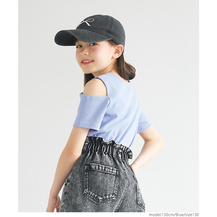 ［Blue］ | リブ肩スリットトップス キッズ | coca