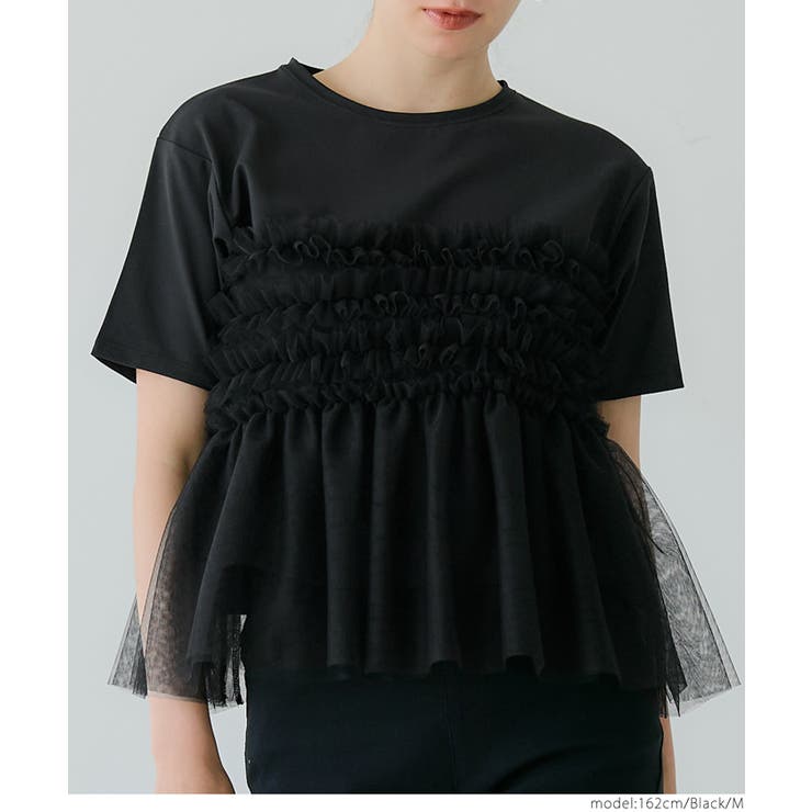 シルキータッチ チュールドッキングTシャツ | coca | 詳細画像19 