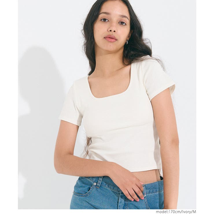 ［Ivory］ | 【カップ付き/3サイズ展開】OUT BRA 半袖クロップドトップス | coca