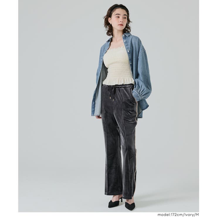 【カップ付き】ベロアシャーリングキャミソール | coca | 詳細画像12 