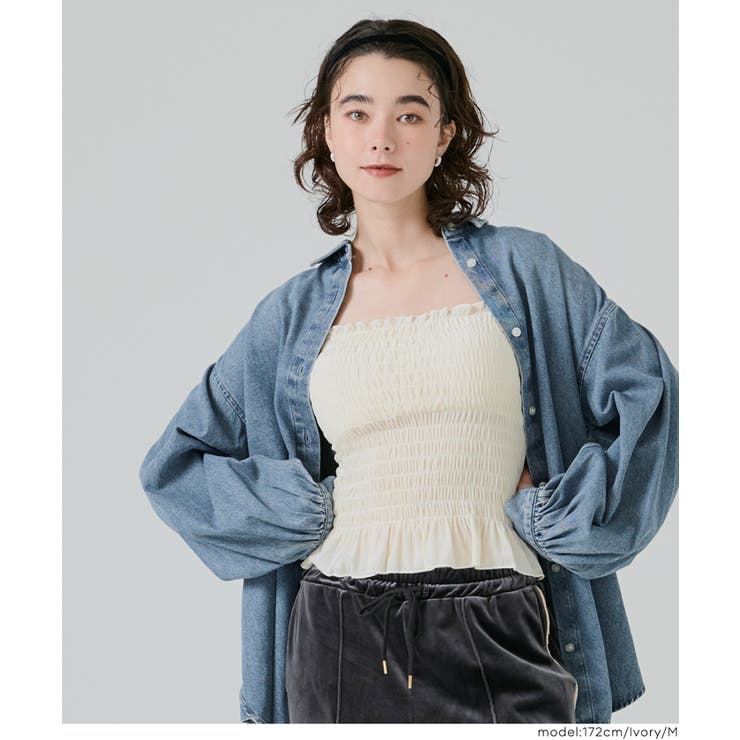 【カップ付き】ベロアシャーリングキャミソール | coca | 詳細画像13 