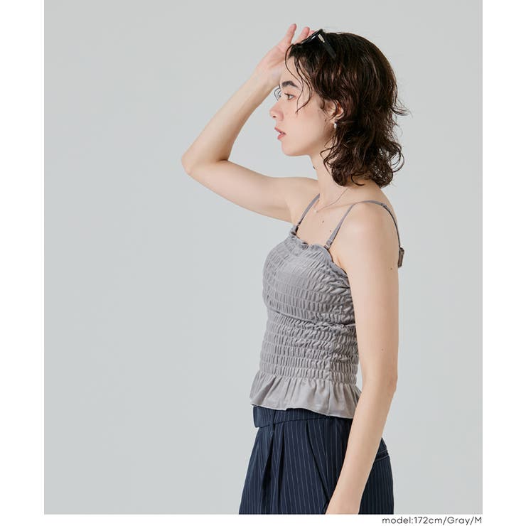 【カップ付き】ベロアシャーリングキャミソール | coca | 詳細画像15 