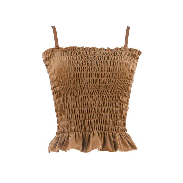 【カップ付き】ベロアシャーリングキャミソール | coca | 詳細画像4 