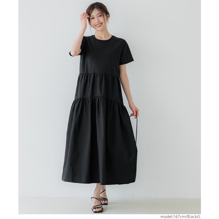 シルキータッチ ドッキングギャザーワンピース | coca | 詳細画像14 