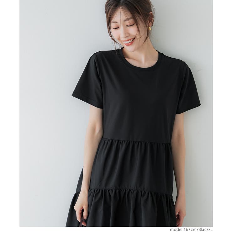 シルキータッチ ドッキングギャザーワンピース | coca | 詳細画像17 