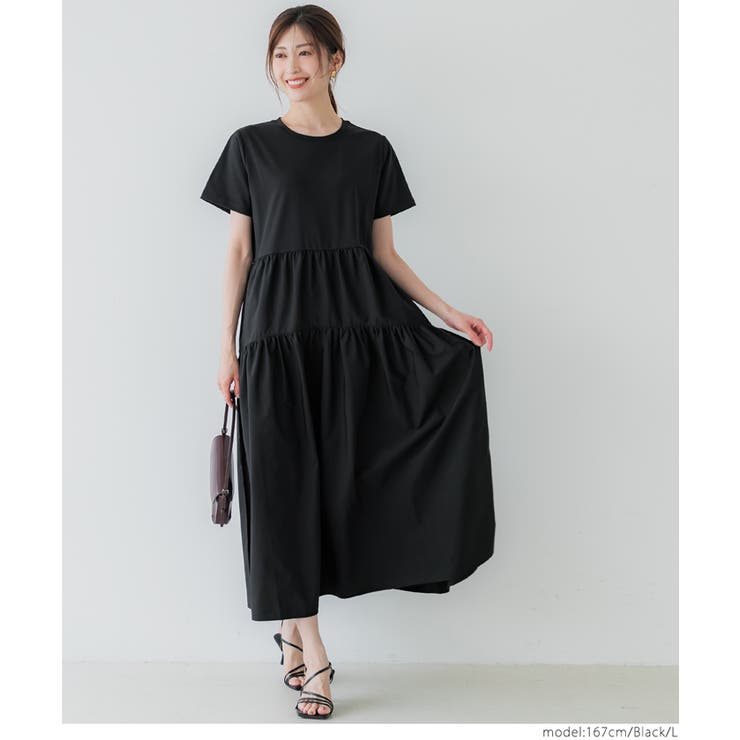 シルキータッチ ドッキングギャザーワンピース | coca | 詳細画像18 