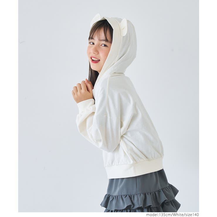 クマみみジップアップパーカー キッズ | coca | 詳細画像8 