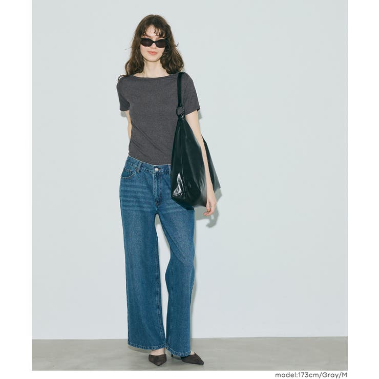 ボートネックリブ半袖トップス | coca | 詳細画像13 