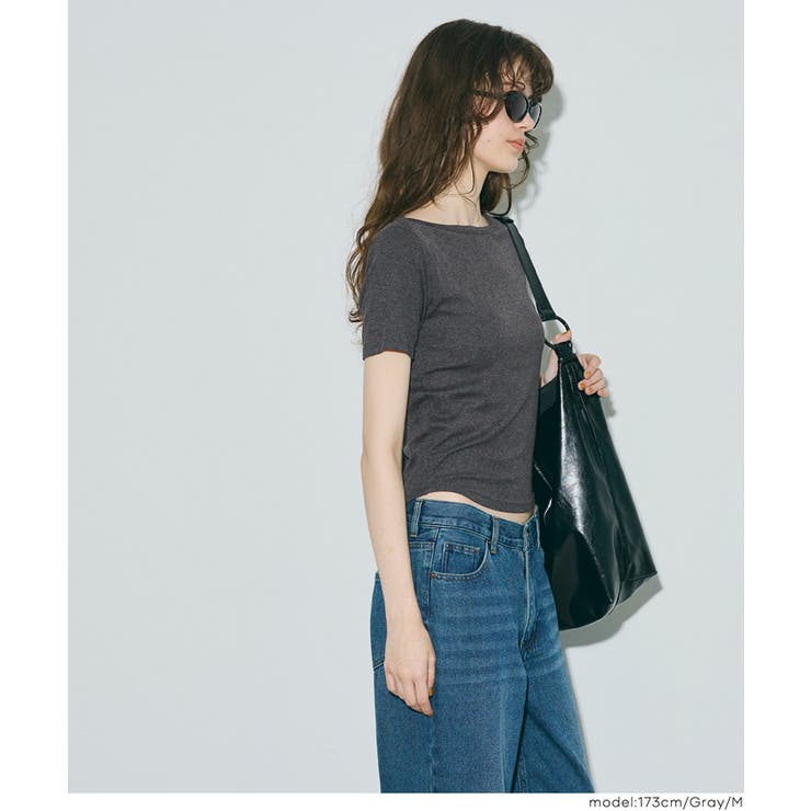 ボートネックリブ半袖トップス | coca | 詳細画像14 