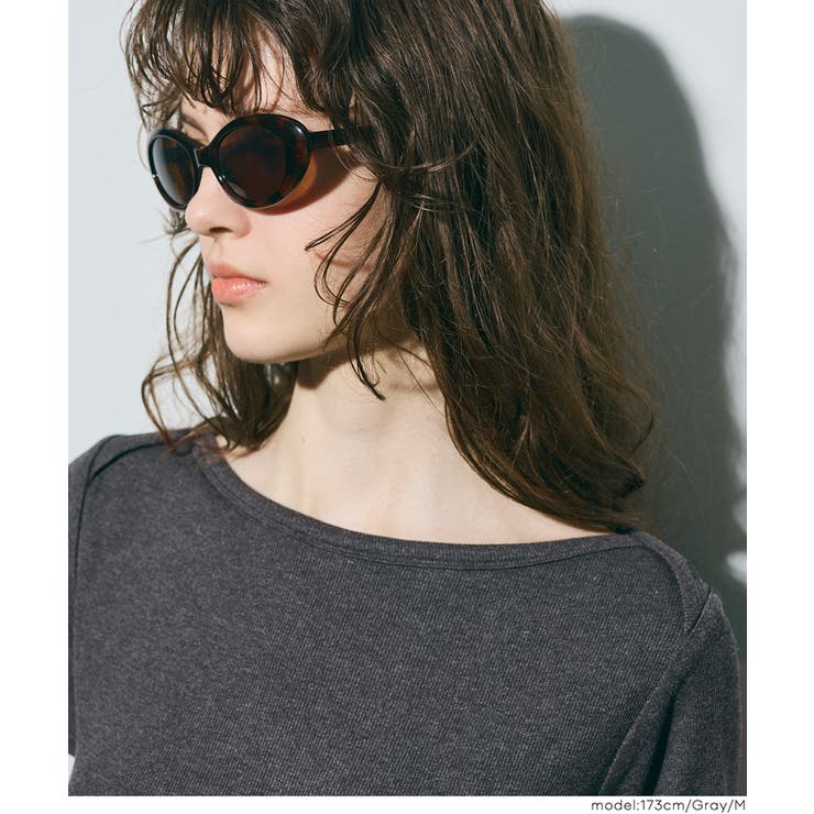 ［Gray］ | ボートネックリブ半袖トップス | coca