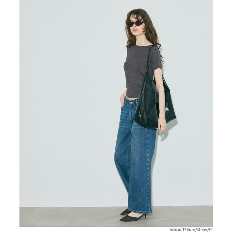 ボートネックリブ半袖トップス | coca | 詳細画像17 