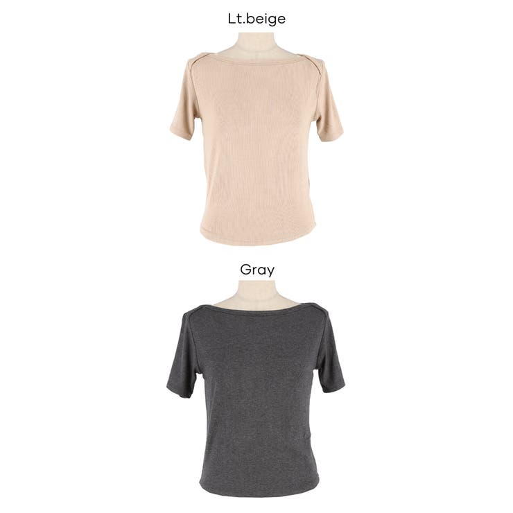 ボートネックリブ半袖トップス | coca | 詳細画像21 