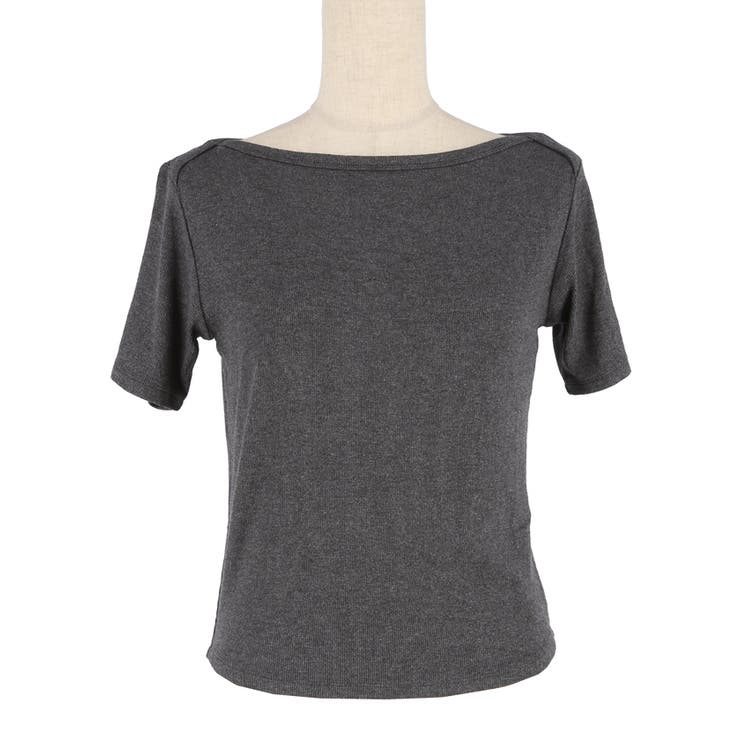 ボートネックリブ半袖トップス | coca | 詳細画像3 