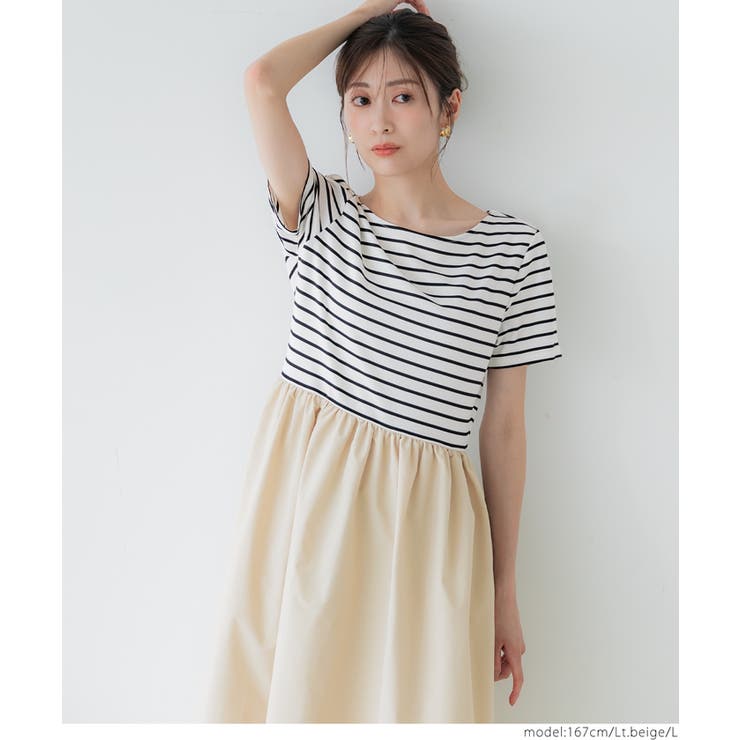 ボーダー切り替えワンピース | coca | 詳細画像16 