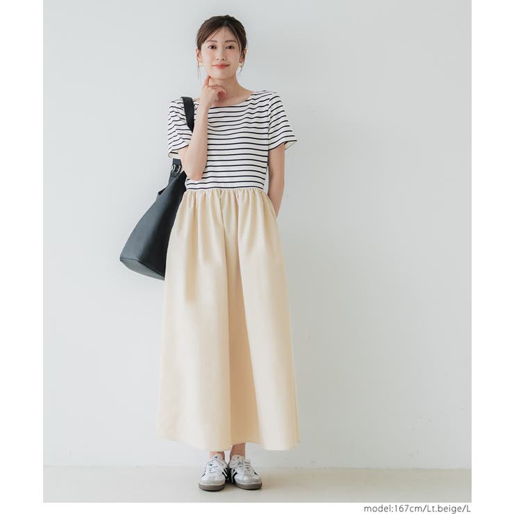 ボーダー切り替えワンピース | coca | 詳細画像17 