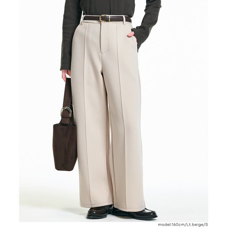 ［Lt.beige］ | ソフトスウェットピンタックパンツ | coca