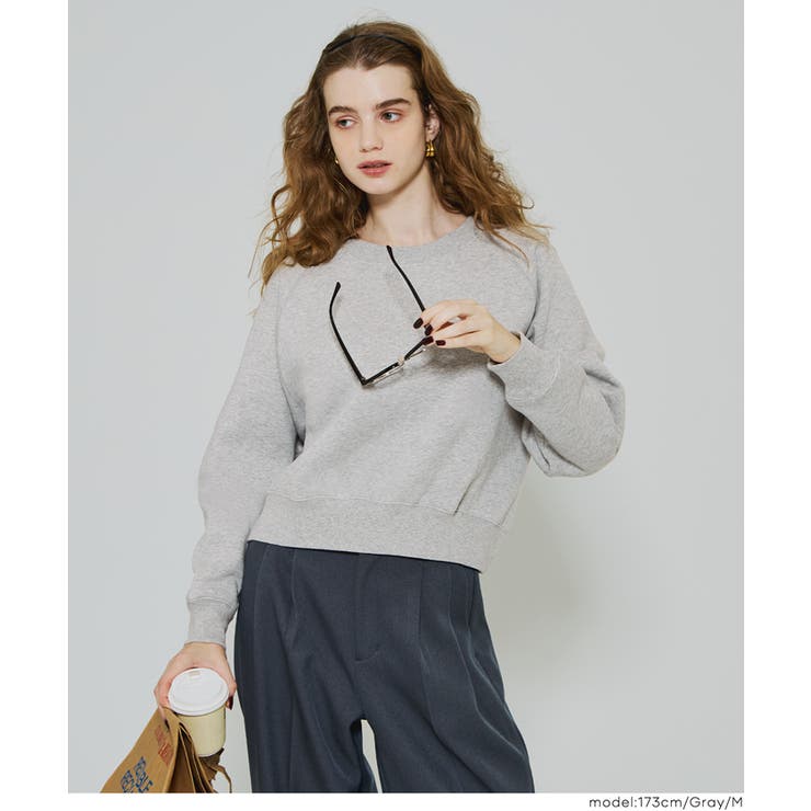 [Gray] | 抜け感シルエットで今っぽく。ラグランクロップドスウェット | coca