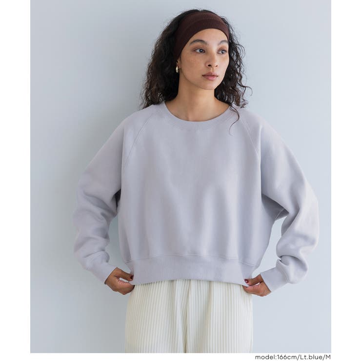 [Lt.Blue] | 抜け感シルエットで今っぽく。ラグランクロップドスウェット | coca